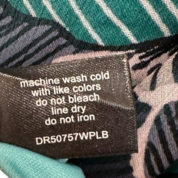 Lane Bryant 16 Petite Maxi Dress Off the Shoulder Ruffle Blue Green Floral Leaf - Picture 8 of 10